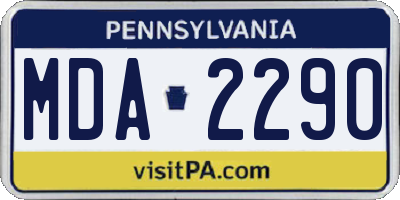 PA license plate MDA2290