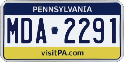 PA license plate MDA2291