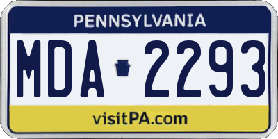 PA license plate MDA2293
