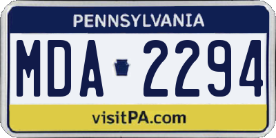PA license plate MDA2294