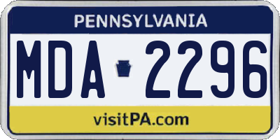 PA license plate MDA2296