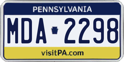 PA license plate MDA2298