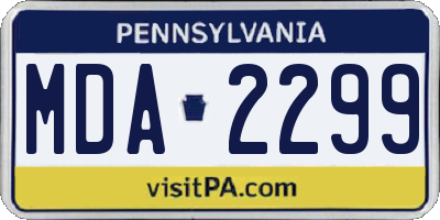 PA license plate MDA2299