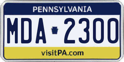 PA license plate MDA2300