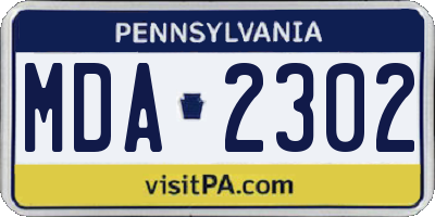 PA license plate MDA2302