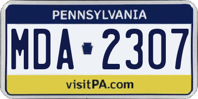 PA license plate MDA2307