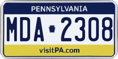 PA license plate MDA2308