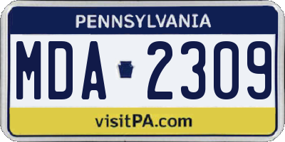 PA license plate MDA2309