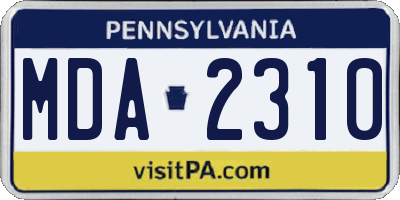 PA license plate MDA2310