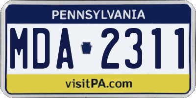 PA license plate MDA2311
