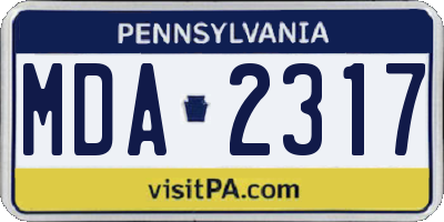 PA license plate MDA2317