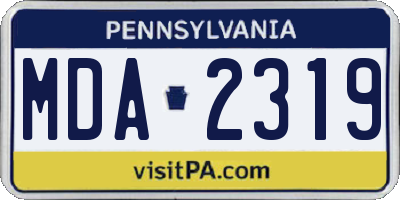 PA license plate MDA2319