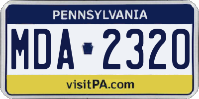 PA license plate MDA2320
