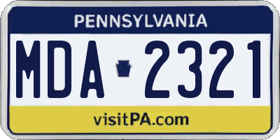PA license plate MDA2321