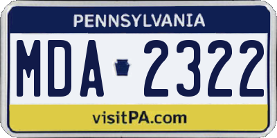 PA license plate MDA2322
