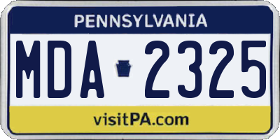 PA license plate MDA2325