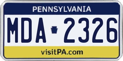 PA license plate MDA2326