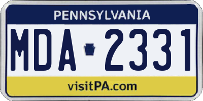 PA license plate MDA2331