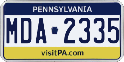 PA license plate MDA2335