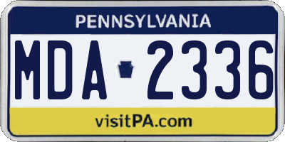 PA license plate MDA2336