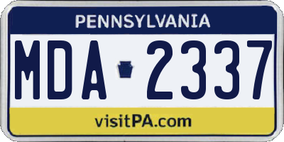 PA license plate MDA2337