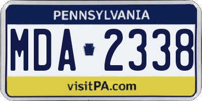 PA license plate MDA2338