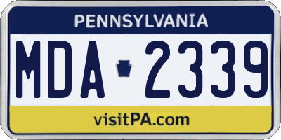 PA license plate MDA2339