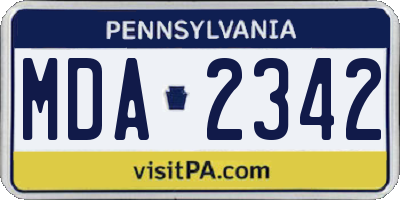 PA license plate MDA2342