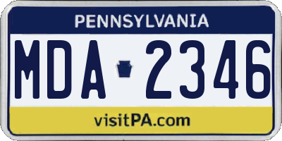 PA license plate MDA2346