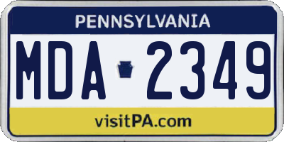 PA license plate MDA2349