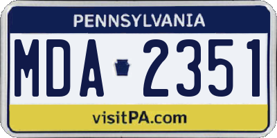 PA license plate MDA2351