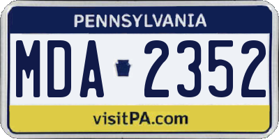 PA license plate MDA2352