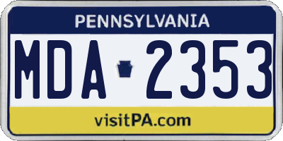 PA license plate MDA2353