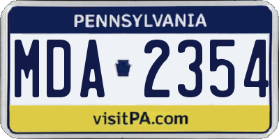 PA license plate MDA2354
