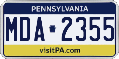 PA license plate MDA2355