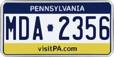 PA license plate MDA2356