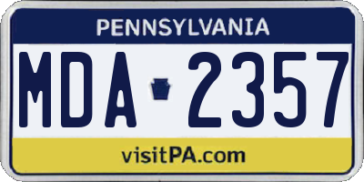 PA license plate MDA2357