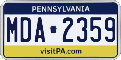 PA license plate MDA2359