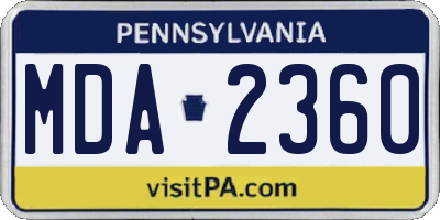 PA license plate MDA2360