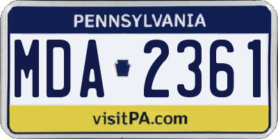 PA license plate MDA2361