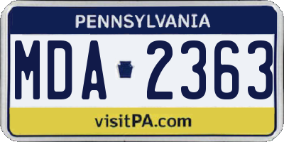 PA license plate MDA2363