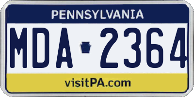 PA license plate MDA2364