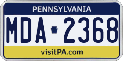 PA license plate MDA2368