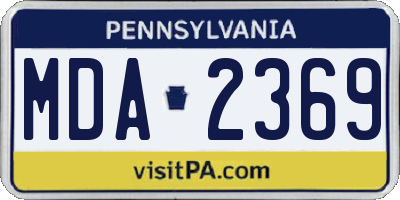 PA license plate MDA2369