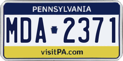 PA license plate MDA2371