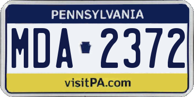 PA license plate MDA2372