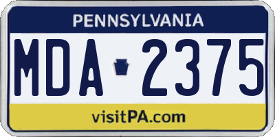 PA license plate MDA2375