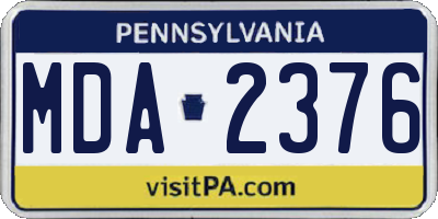 PA license plate MDA2376