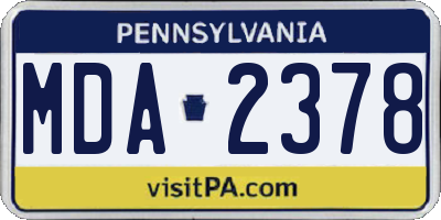 PA license plate MDA2378