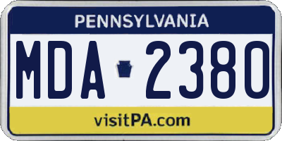 PA license plate MDA2380